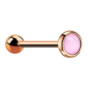 Micro barbell rose gold with epoxy stone pink
