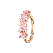 Micro Piercing Ring rosegold fünf Epoxidsteinen pink