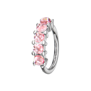Micro Piercing Ring silber fünf Epoxidsteinen pink