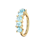 Micro Piercing Ring vergoldet fünf Epoxidsteinen blau