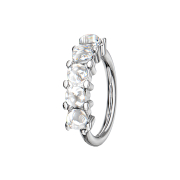Micro piercing ring silver five epoxy stones white