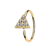 Micro piercing ring 14k gold-plated triangle with crystal