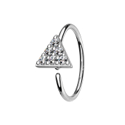Micro piercing ring silver triangle with crystal