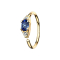 Anello micro piercing placcato oro 14k con cristallo blu ovale