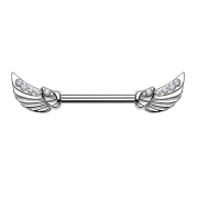 Barbell argent Ailes dange cristal argenté
