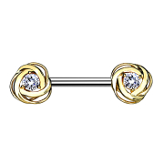 Barbell gold-plated rose petal crystal silver