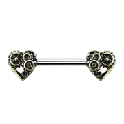 Barbell gold-plated steampunk heart