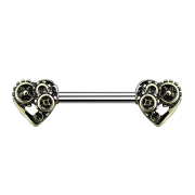 Barbell doré steampunk coeur