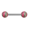 Barbell silver with two balls pink electrically coated
