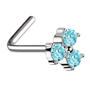 Clous de nez coudés argentés fleur à...