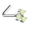 Clou nasal coudé argent trifeuille fleur opalite vert