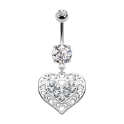 Banana in argento con cuore tribale e ciondolo in cristallo