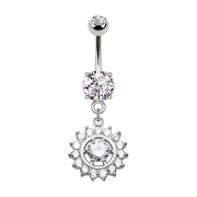 Banane argentée avec pendentif couronne de cristal