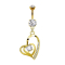 Banane 14k doré avec pendentif coeur torsadé cristal argenté