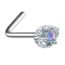 Borchia nasale angolata in argento con opale viola