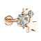Micro labret internal thread rose gold stars with crystal