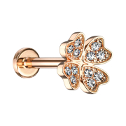 Micro labret internal thread rose gold cloverleaf with...