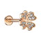 Micro labret internal thread rose gold cloverleaf with crystal