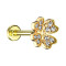 Micro labret internal thread 14k gold-plated cloverleaf with crystal