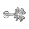 Micro labret internal thread silver cloverleaf with crystal