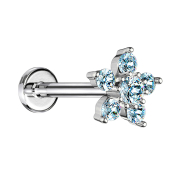 Micro Labret filet intérieur argent fleur cristal...