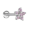 Micro Labret filet intérieur argent fleur cristal rose