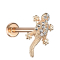 Micro Labret femelle or rose Lézard avec cristaux