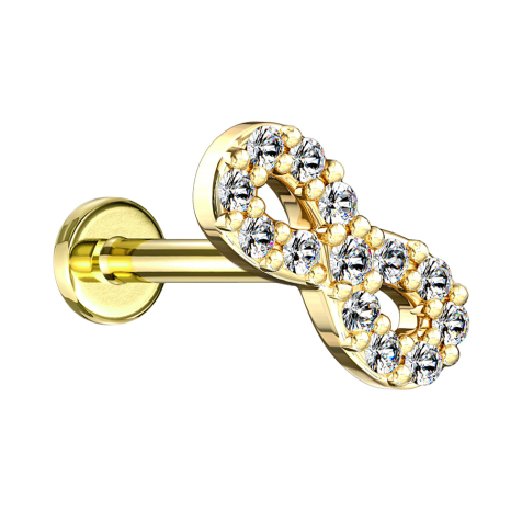 Micro labret internal thread 14k gold-plated infinity with crystals