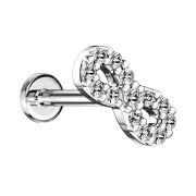 Micro labret internal thread silver infinity with crystals
