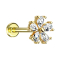 Micro Labret Innengewinde 14k vergoldet Blume mit Kristalltropfen
