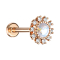 Micro labret internal thread rose gold double crystal paved silver