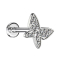 Micro Labret femelle argent papillon avec cristaux