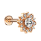Micro Labret femelle or rose fleur de coeur avec cristal