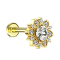 Micro labret internal thread 14k gold-plated heart flower with crystal