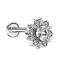 Micro Labret femelle argenté fleur de coeur avec cristal