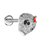 Micro Labret femelle argent cristal tête de mort