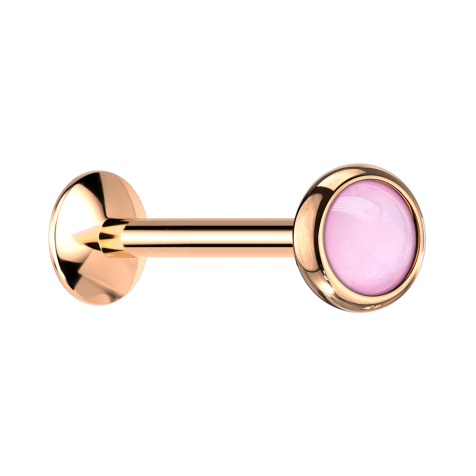 Micro UFO labret internal thread rose gold with epoxy stone pink