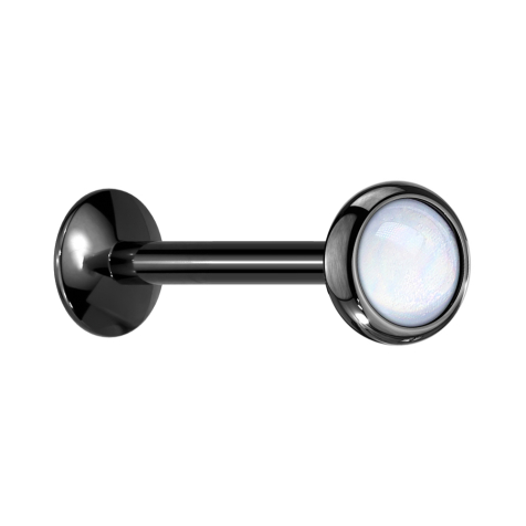 Micro UFO Labret femelle noir avec pierre époxy blanche