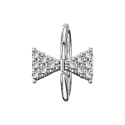 Micro piercing ring silver bow tie with crystals
