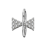 Anello micro piercing papillon argento con cristalli