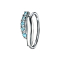 Micro Piercing Ring silber Doppelbalken verdreht mit Kristallen aqua