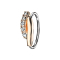 Micro piercing ring rose gold double bar twisted with crystals silver
