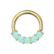 Micro piercing ring gold-plated front five epoxy stones blue