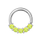 Micro piercing ring silver front five epoxy stones green