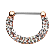 Barbell Clicker rose gold double-lined with silver crystals