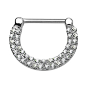 Barbell Clicker silver double-lined with crystals silver