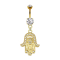 Banana placcata oro 14k con ciondolo in cristallo hamsa argento