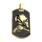 Pendant dog tag gold-plated skull with revolver