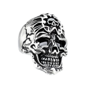 Ring silver skull with skull bandana