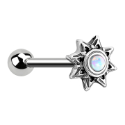 Micro Barbell argent soleil avec opale blanche